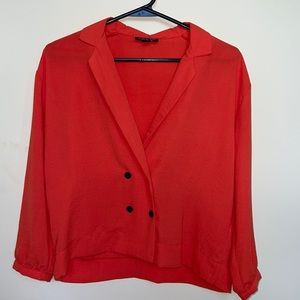 Red-orange long sleeve button down